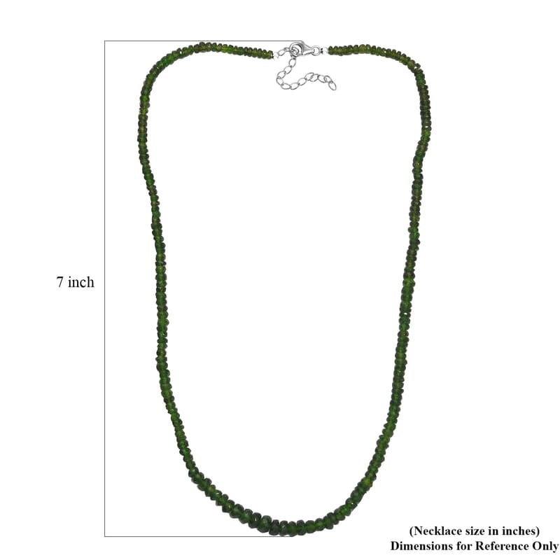 Premium Chrome Diopside 80.00 ctw Beaded Necklace in Rhodium Over Sterling Silver 18-20 Inches