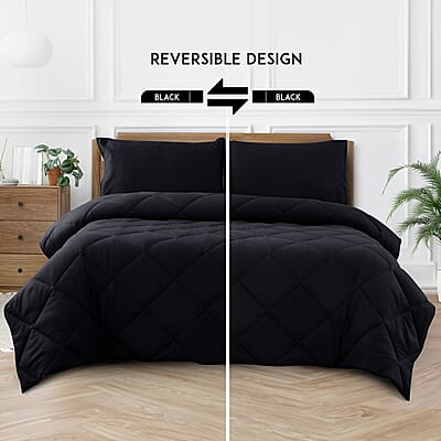 Lux Decor Collection 2pc Black Reversible Comforter Set - Twin
