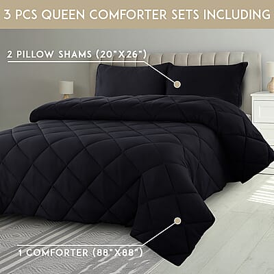 Lux Decor Collection 2pc Black Reversible Comforter Set - Twin