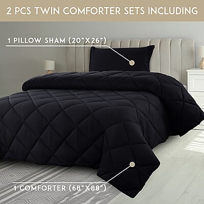 Lux Decor Collection 2pc Black Reversible Comforter Set - Twin