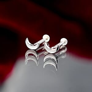 Stud Earrings in Rhodium Over Sterling Silver 