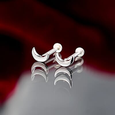 Stud Earrings in Rhodium Over Sterling Silver 