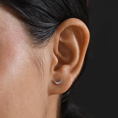 Stud Earrings in Rhodium Over Sterling Silver 