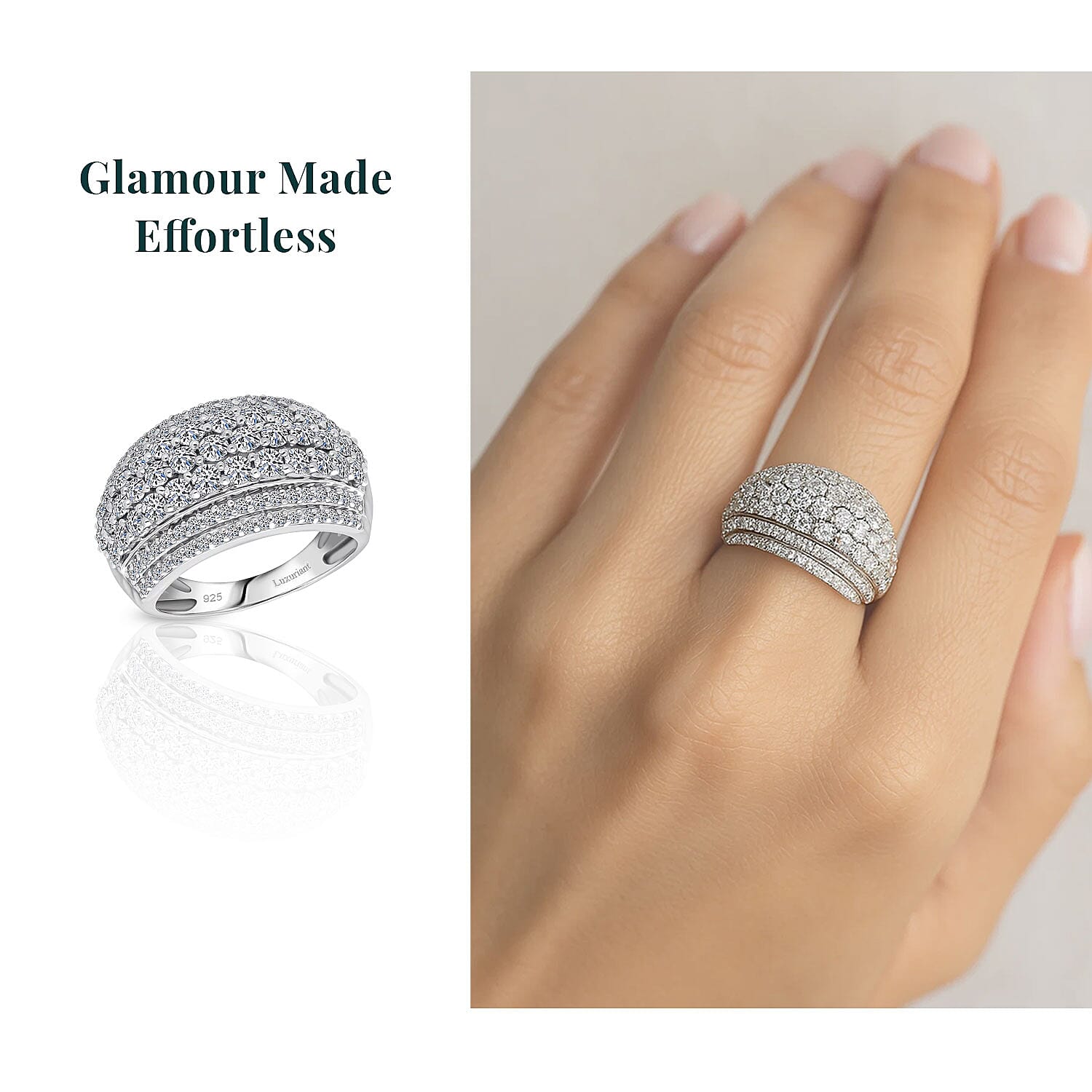 Luxuriant Lab Grown Diamond G-H SI 2.00 ctw Galaxy of Stars Ring in Rhodium Over Sterling Silver (Size 10.0) 