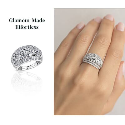 Luxuriant Lab Grown Diamond G-H SI 2.00 ctw Galaxy of Stars Ring in Rhodium Over Sterling Silver (Size 10.0) 