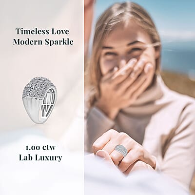 Luxuriant Lab Grown Diamond G-H SI 2.00 ctw Galaxy of Stars Ring in Rhodium Over Sterling Silver (Size 10.0) 