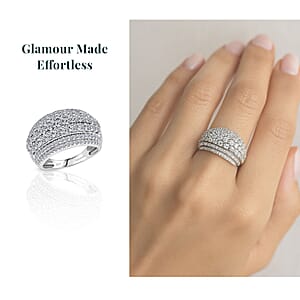 Luxuriant Lab Grown Diamond G-H SI 2.00 ctw Galaxy of Stars Ring in Rhodium Over Sterling Silver (Size 6.0) 