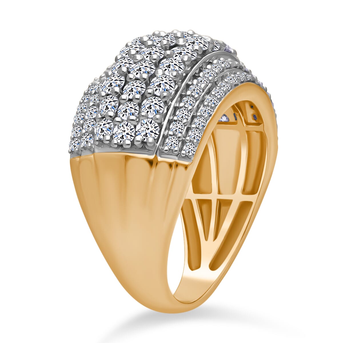 Luxuriant Lab Grown Diamond G-H SI 2.00 ctw Galaxy of Stars Ring in 18K Vermeil Yellow Gold Over Sterling Silver (Size 10.0)  image number 2