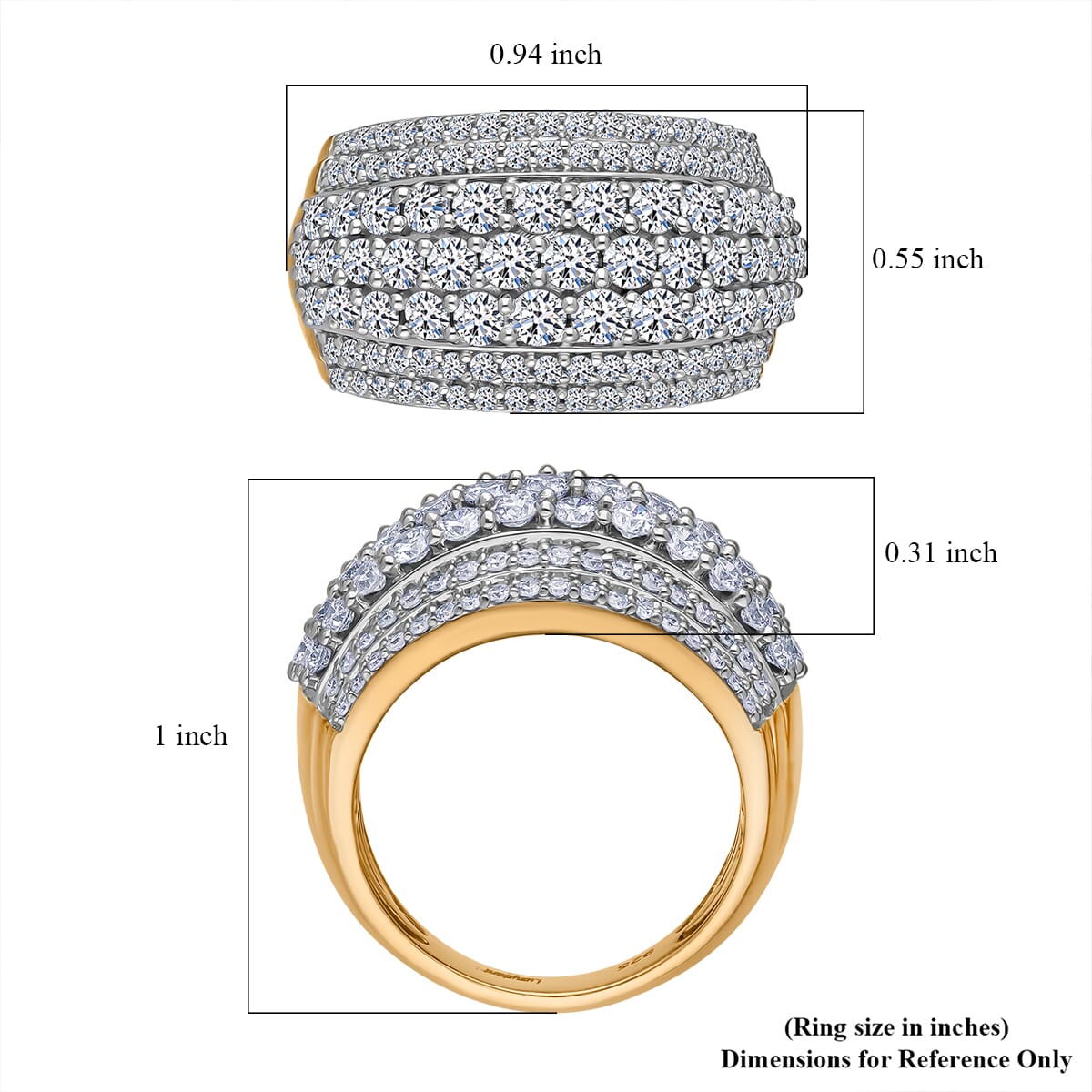 Luxuriant Lab Grown Diamond G-H SI 2.00 ctw Galaxy of Stars Ring in 18K Vermeil Yellow Gold Over Sterling Silver (Size 10.0)  image number 4