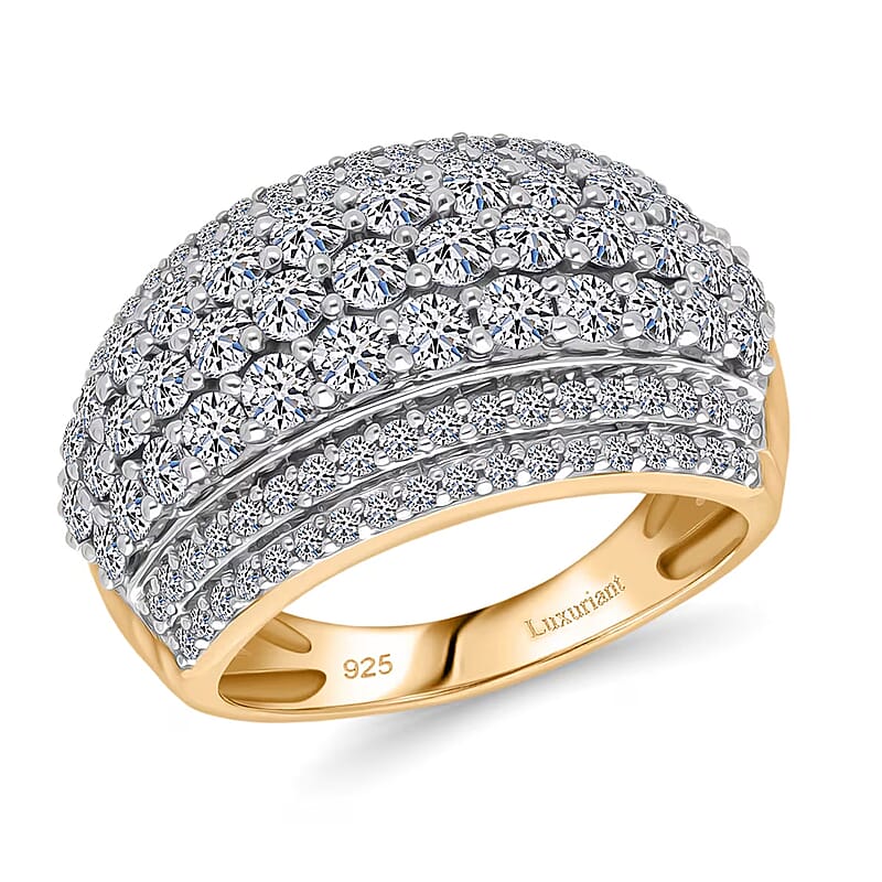 Luxuriant Lab Grown Diamond G-H SI 2.00 ctw Galaxy of Stars Ring in 18K Vermeil Yellow Gold Over Sterling Silver (Size 7.0) 
