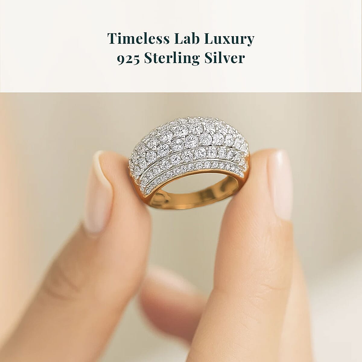 Luxuriant Lab Grown Diamond G-H SI 2.00 ctw Galaxy of Stars Ring in 18K Vermeil Yellow Gold Over Sterling Silver (Size 7.0)  image number 2