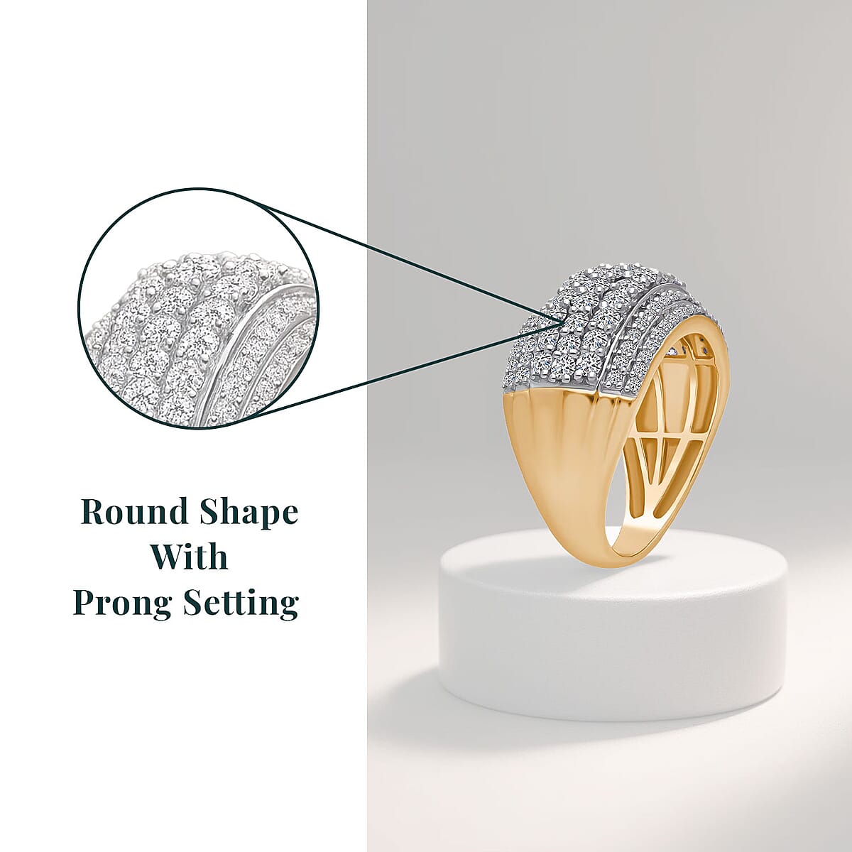 Luxuriant Lab Grown Diamond G-H SI 2.00 ctw Galaxy of Stars Ring in 18K Vermeil Yellow Gold Over Sterling Silver (Size 7.0)  image number 4