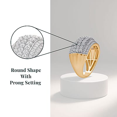 Luxuriant Lab Grown Diamond G-H SI 2.00 ctw Galaxy of Stars Ring in 18K Vermeil Yellow Gold Over Sterling Silver (Size 7.0) 