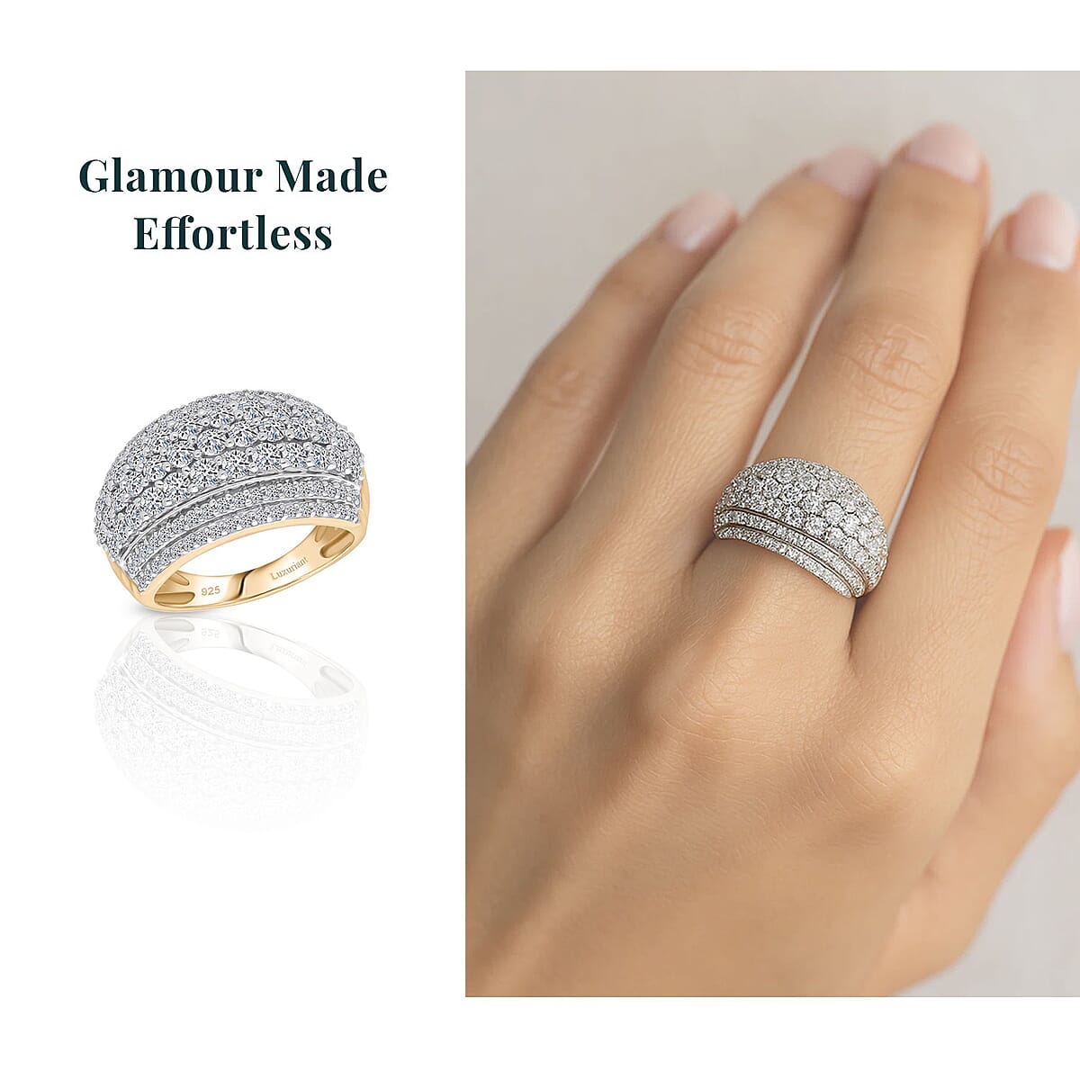Luxuriant Lab Grown Diamond G-H SI 2.00 ctw Galaxy of Stars Ring in 18K Vermeil Yellow Gold Over Sterling Silver (Size 9.0)  image number 1