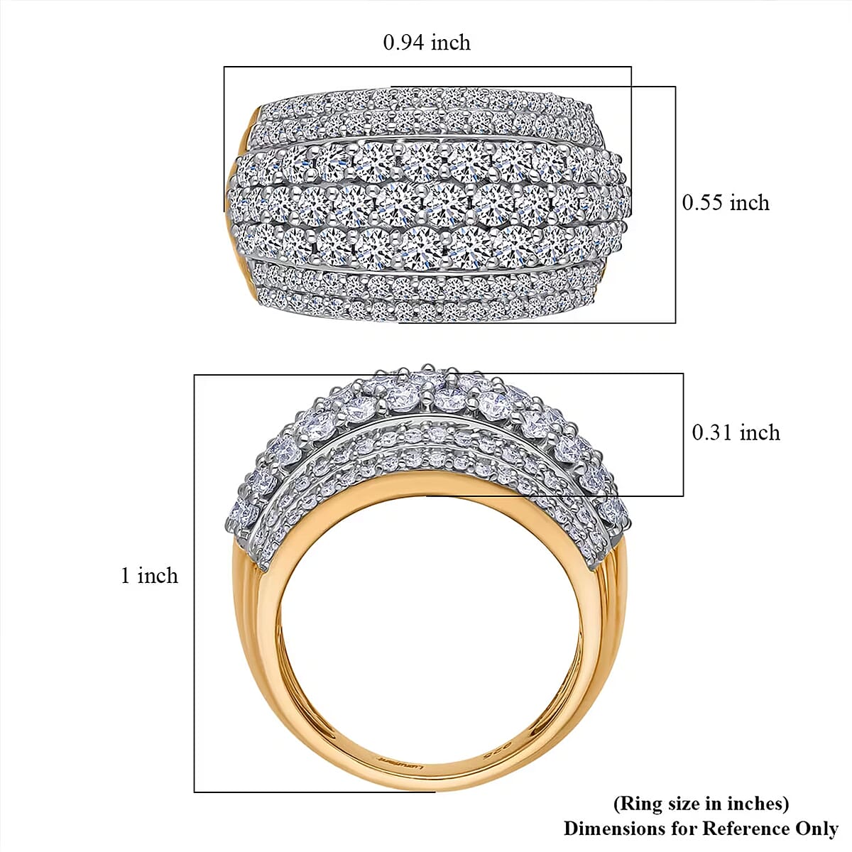 Luxuriant Lab Grown Diamond G-H SI 2.00 ctw Galaxy of Stars Ring in 18K Vermeil Yellow Gold Over Sterling Silver (Size 9.0)  image number 6