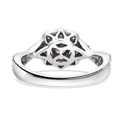 Luxuriant Lab Grown Pink Diamond (IR) (VS) and Lab Grown Diamond 0.50 ctw Art Deco Ring in Rhodium Over Sterling Silver (Size 10.0)
