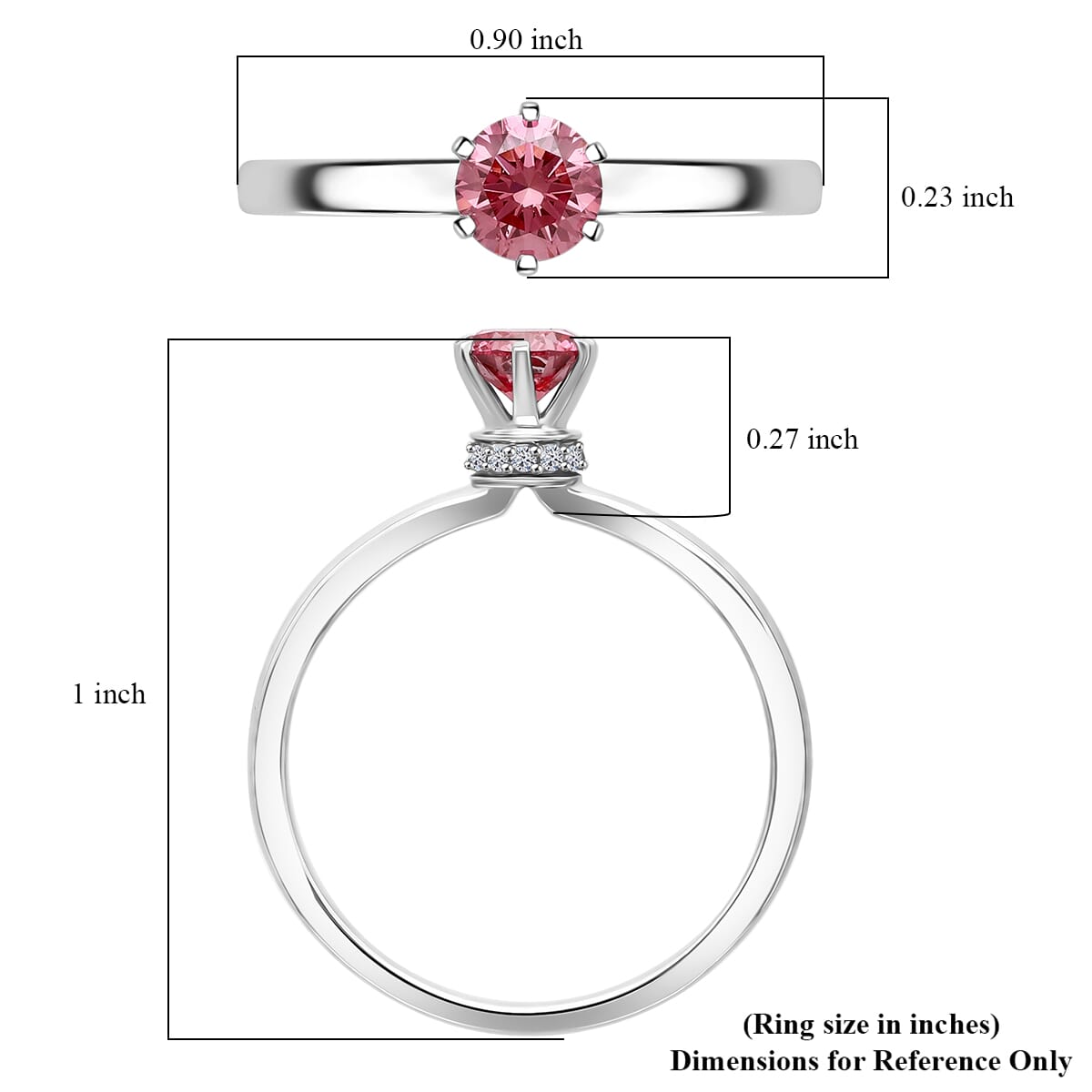 Luxuriant Lab Grown Pink and White Diamond VS 0.55 ctw Blush Crown Ring in Rhodium Over Sterling Silver (Size 10.0)  image number 4