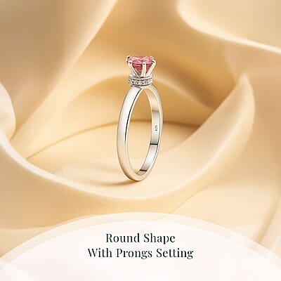 Luxuriant Lab Grown Pink Diamond (IR) (VS) and Lab Grown Diamond 0.55 ctw Blush Crown Ring in Rhodium Over Sterling Silver (Size 10.0)