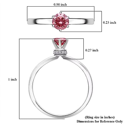 Luxuriant Lab Grown Pink Diamond (IR) (VS) and Lab Grown Diamond 0.55 ctw Blush Crown Ring in Rhodium Over Sterling Silver (Size 10.0)