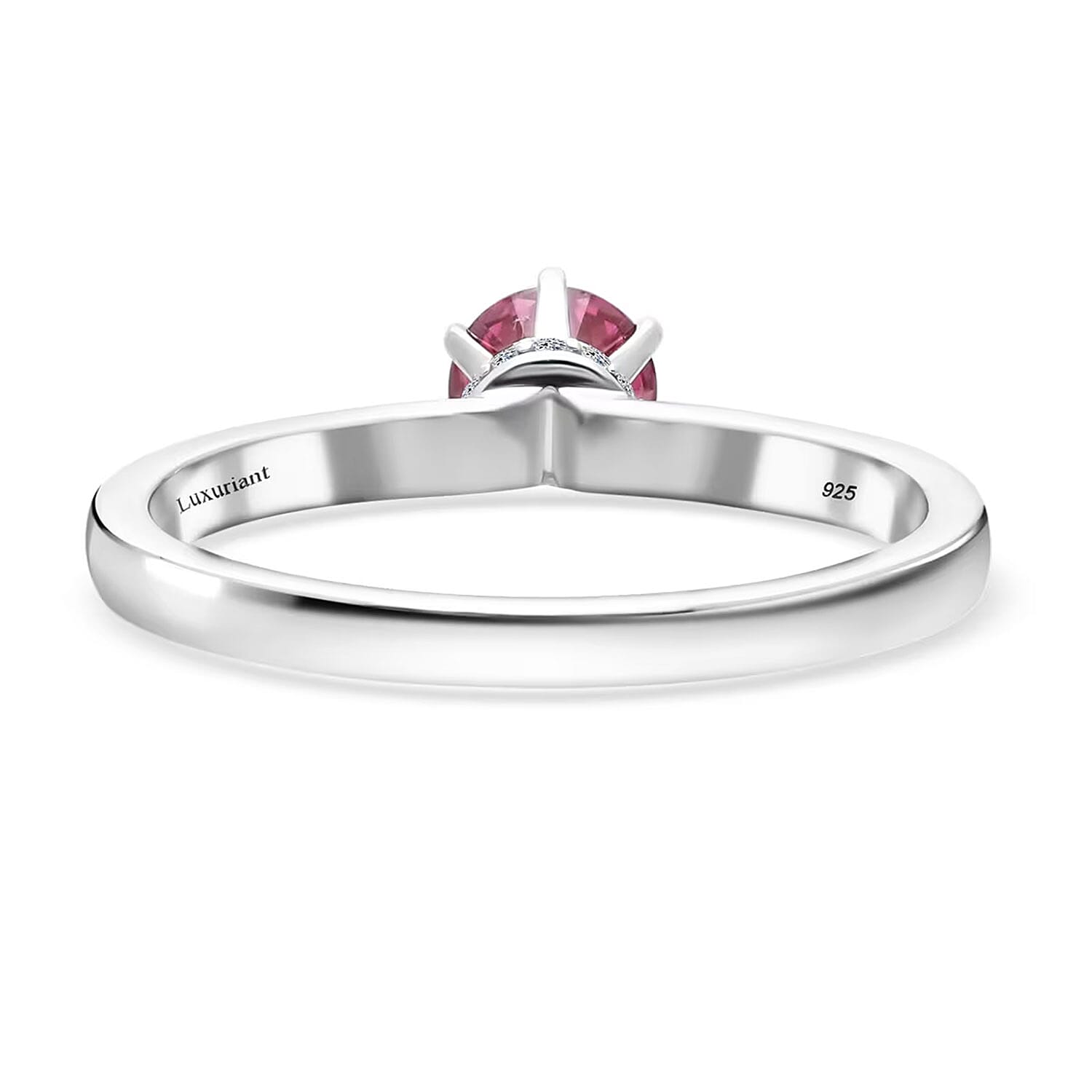 Luxuriant Lab Grown Pink Diamond (IR) (VS) and Lab Grown Diamond 0.55 ctw Blush Crown Ring in Rhodium Over Sterling Silver (Size 10.0) 