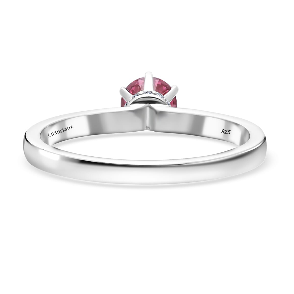 Luxuriant Lab Grown Pink Diamond (IR) (VS) and Lab Grown Diamond 0.55 ctw Blush Crown Ring in Rhodium Over Sterling Silver (Size 5.0)  image number 3