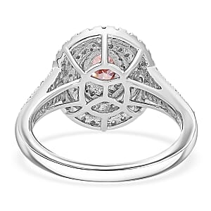 Luxuriant Lab Grown Pink Diamond (IR) (VS) and Lab Grown Diamond 1.00 ctw Rose Radiance Ring in Rhodium Over Sterling Silver (Size 6.0)