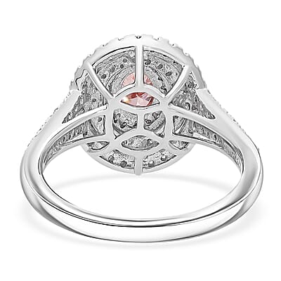 Luxuriant Lab Grown Pink Diamond (IR) (VS) and Lab Grown Diamond 1.00 ctw Rose Radiance Ring in Rhodium Over Sterling Silver (Size 6.0)
