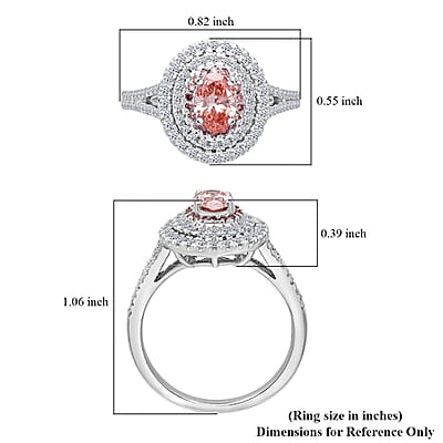 Luxuriant Lab Grown Pink Diamond (IR) (VS) and Lab Grown Diamond 1.00 ctw Rose Radiance Ring in Rhodium Over Sterling Silver (Size 6.0)