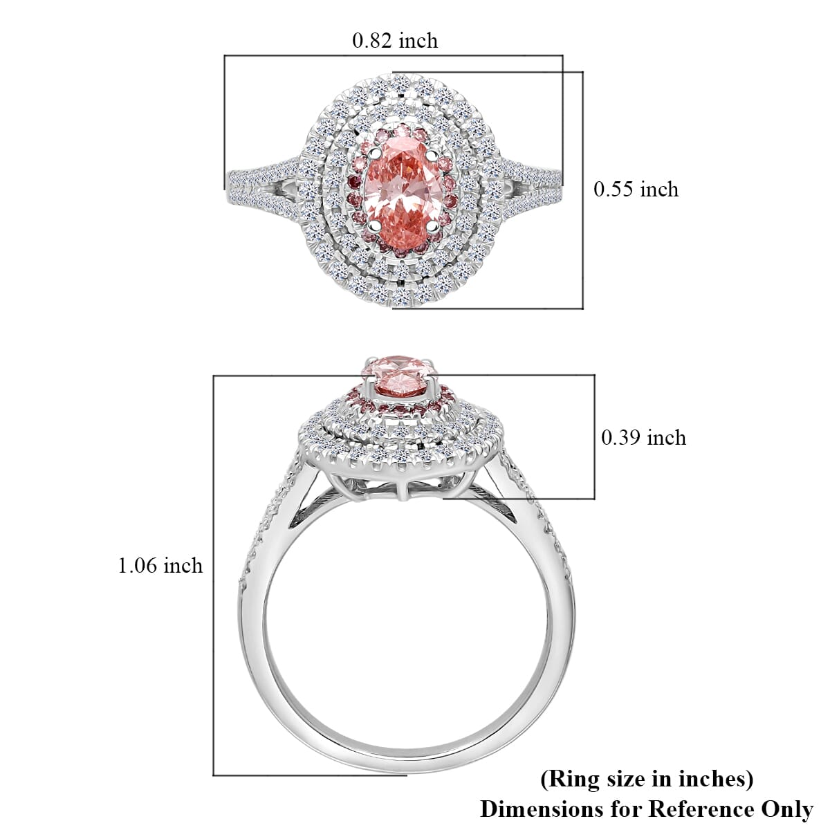 Luxuriant Lab Grown Pink and White Diamond VS 1.00 ctw Rose Radiance Ring in Rhodium Over Sterling Silver (Size 7.0) image number 4