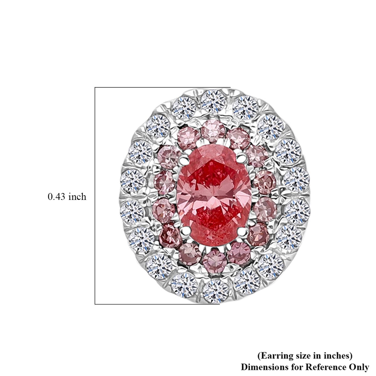 Luxuriant Lab Grown Pink and White Diamond VS 1.00 ctw Rose Radiance Earrings in Rhodium Over Sterling Silver image number 3
