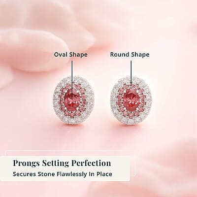 Luxuriant Lab Grown Pink Diamond (IR) (VS) and Lab Grown Diamond 1.00 ctw Rose Radiance Earrings in Rhodium Over Sterling Silver