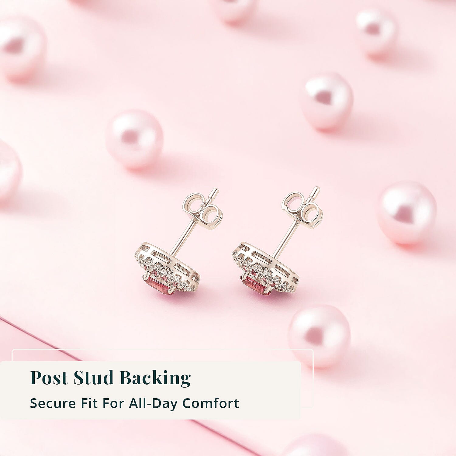 Luxuriant Lab Grown Pink Diamond (IR) (VS) and Lab Grown Diamond 1.00 ctw Rose Radiance Earrings in Rhodium Over Sterling Silver