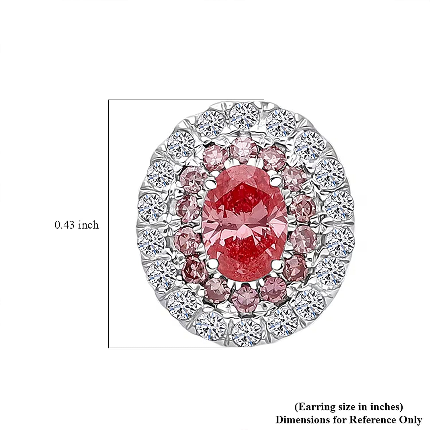 Luxuriant Lab Grown Pink Diamond (IR) (VS) and Lab Grown Diamond 1.00 ctw Rose Radiance Earrings in Rhodium Over Sterling Silver