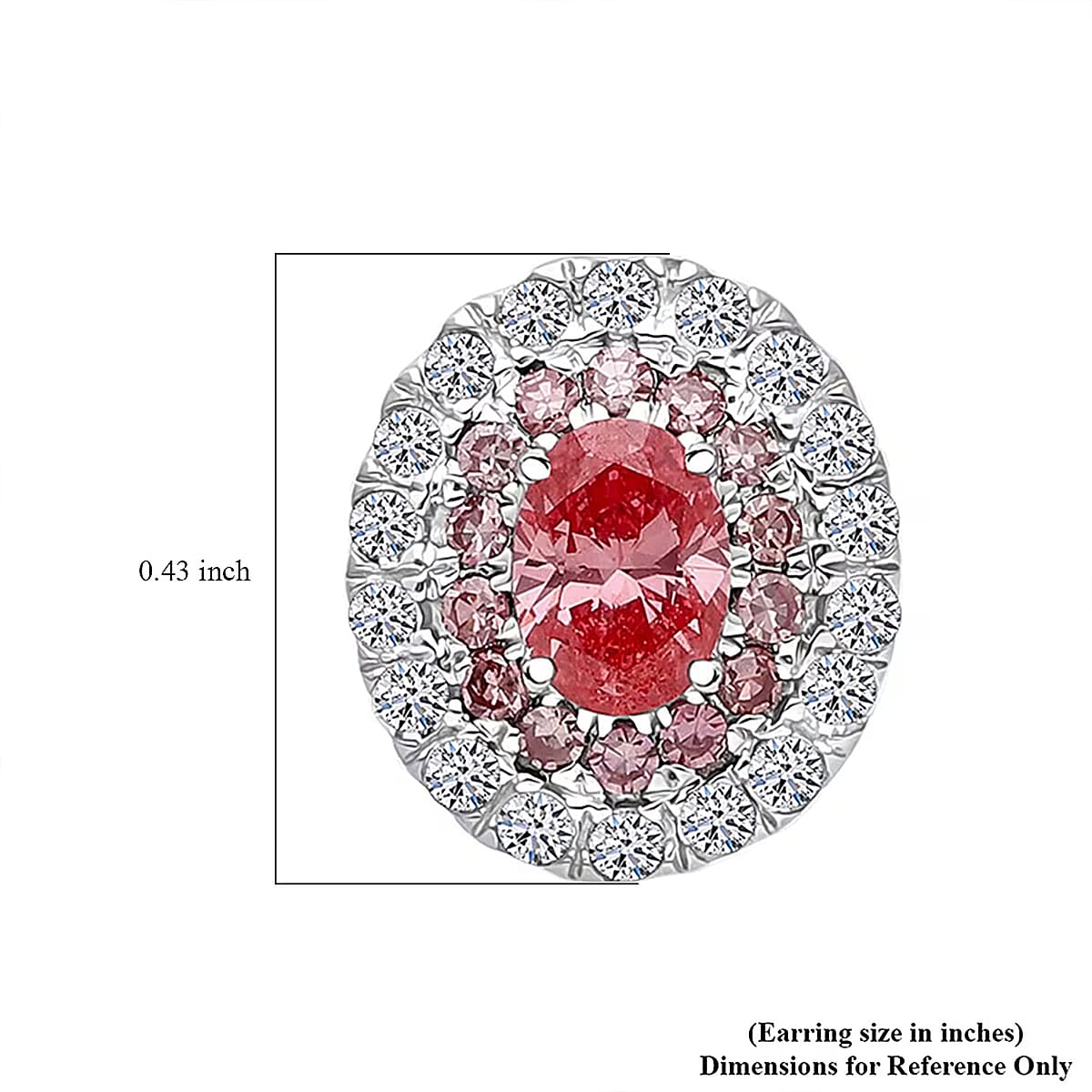 Luxuriant Lab Grown Pink Diamond (IR) (VS) and Lab Grown Diamond 1.00 ctw Rose Radiance Earrings in Rhodium Over Sterling Silver image number 6