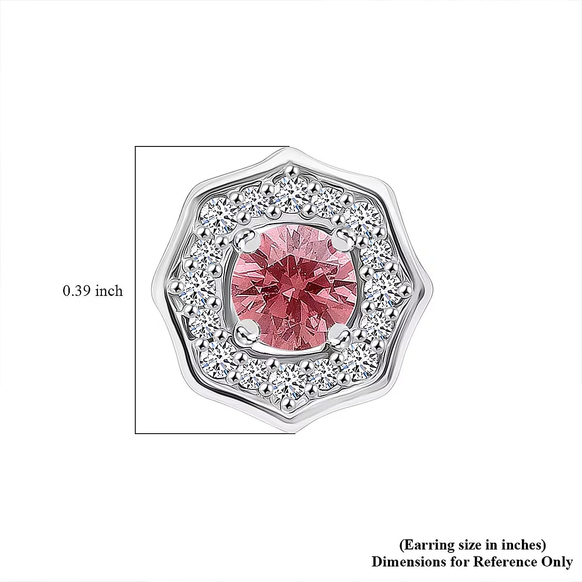 Luxuriant Lab Grown Pink Diamond (IR) (VS) and Lab Grown Diamond 0.70 ctw Art Deco Earrings in Rhodium Over Sterling Silver image number 6