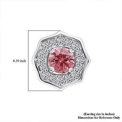 Luxuriant Lab Grown Pink Diamond (IR) (VS) and Lab Grown Diamond 0.70 ctw Art Deco Earrings in Rhodium Over Sterling Silver