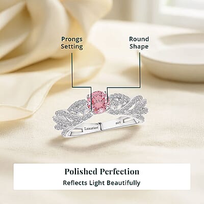 Luxuriant Lab Grown Pink and White Diamond VS 1.00 ctw Wave Ring in Rhodium Over Sterling Silver (Size 6.0) 