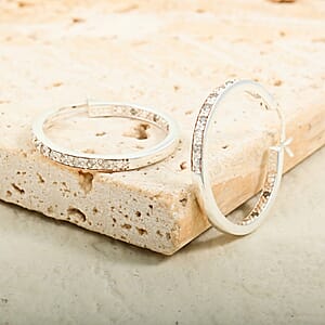 Diamond 0.25 ctw Hoop Earrings in Rhodium Over Sterling Silver