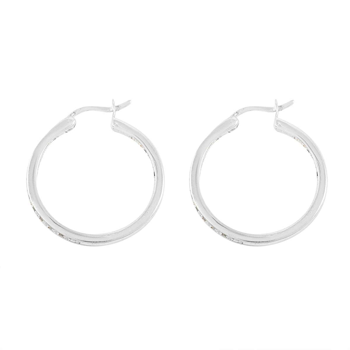 Diamond 0.25 ctw Hoop Earrings in Rhodium Over Sterling Silver image number 3