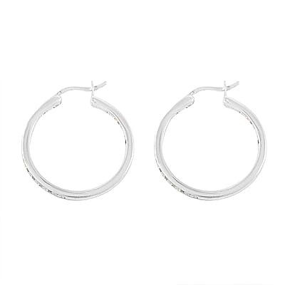 Diamond 0.25 ctw Hoop Earrings in Rhodium Over Sterling Silver