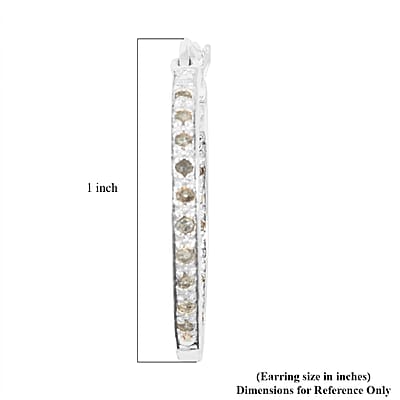 Diamond 0.25 ctw Hoop Earrings in Rhodium Over Sterling Silver
