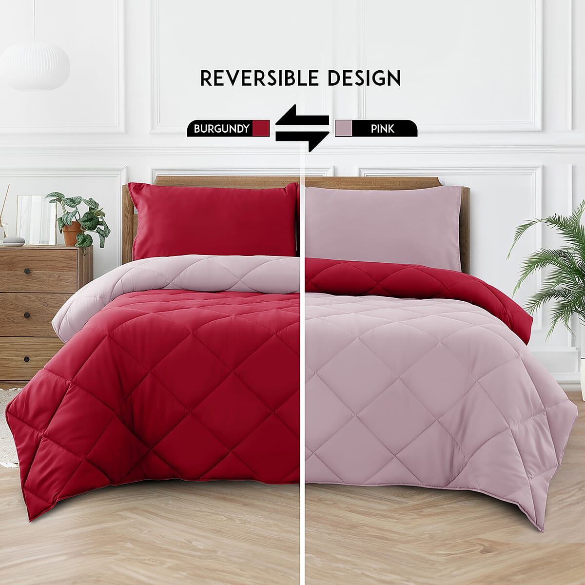 Lux Decor Collection 3pc Red Reversible Comforter Set -Queen image number 1
