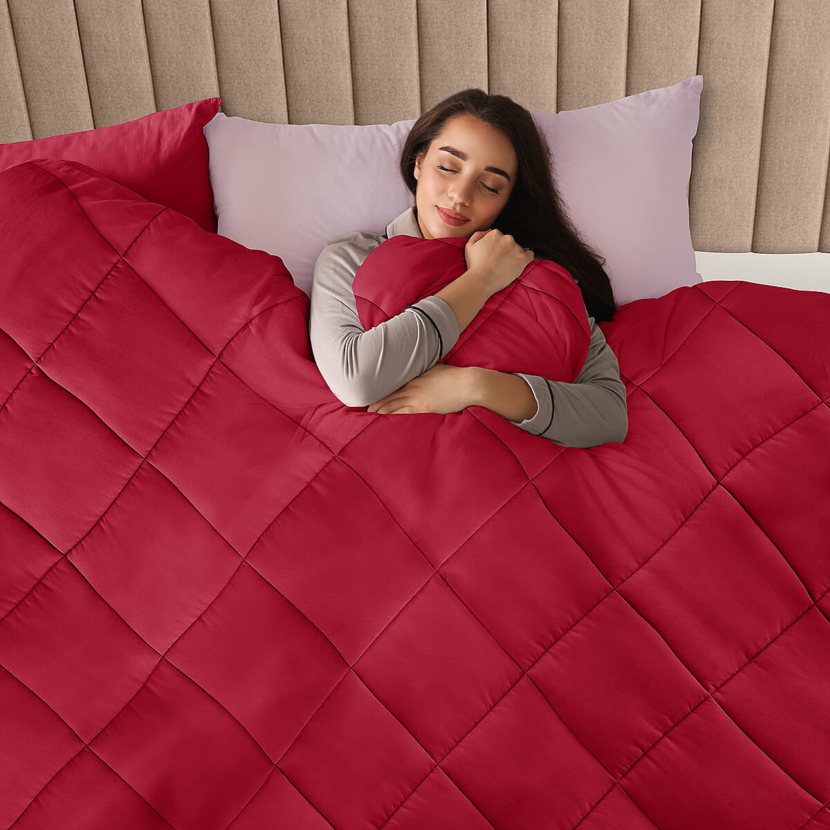 Lux Decor Collection 3pc Red Reversible Comforter Set -Queen image number 2