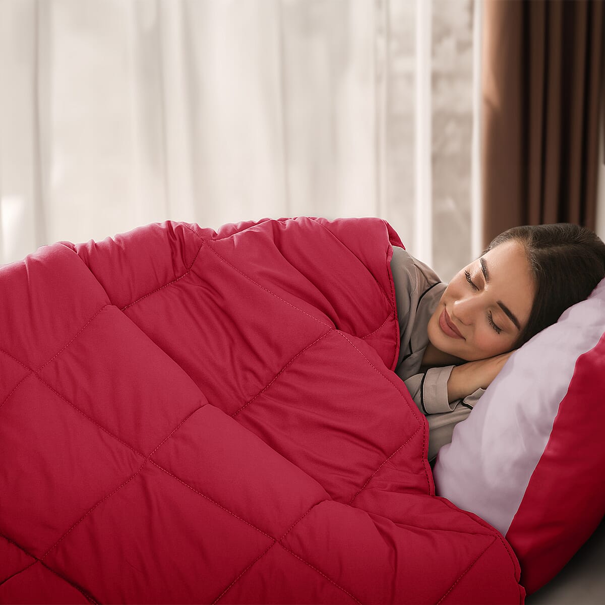 Lux Decor Collection 3pc Red Reversible Comforter Set -Queen image number 3
