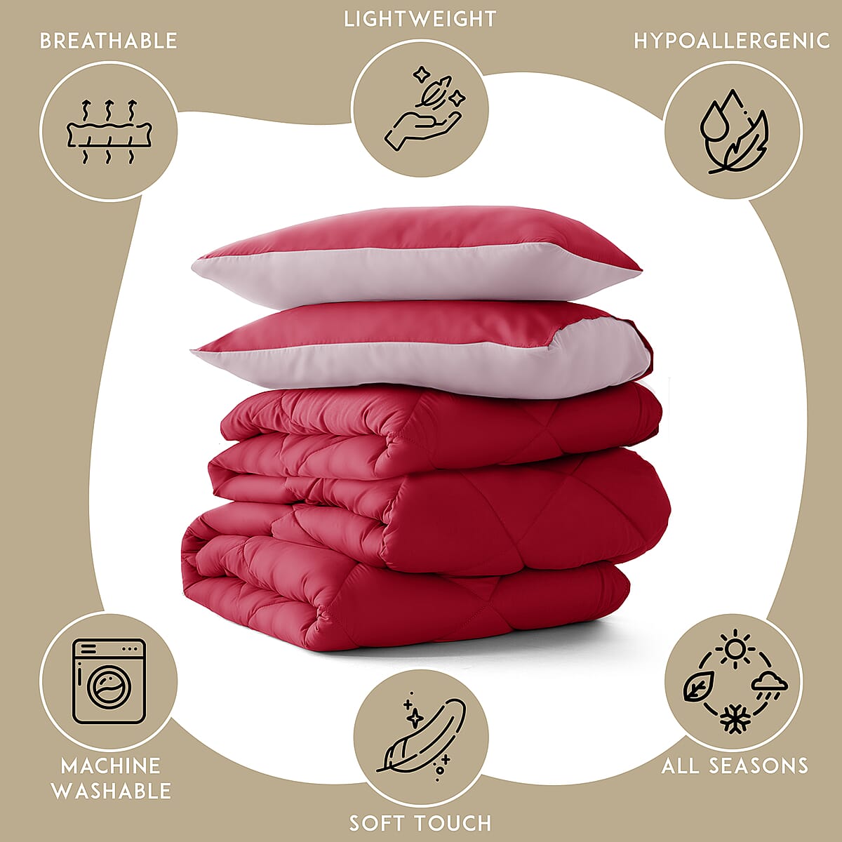 Lux Decor Collection 3pc Red Reversible Comforter Set -Queen image number 7