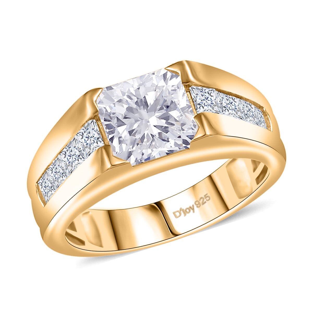D'Joy Radiant Cut Moissanite 3.75 ctw Men's Ring in 18K Vermeil Yellow Gold Over Sterling Silver (Size 14.0) image number 0