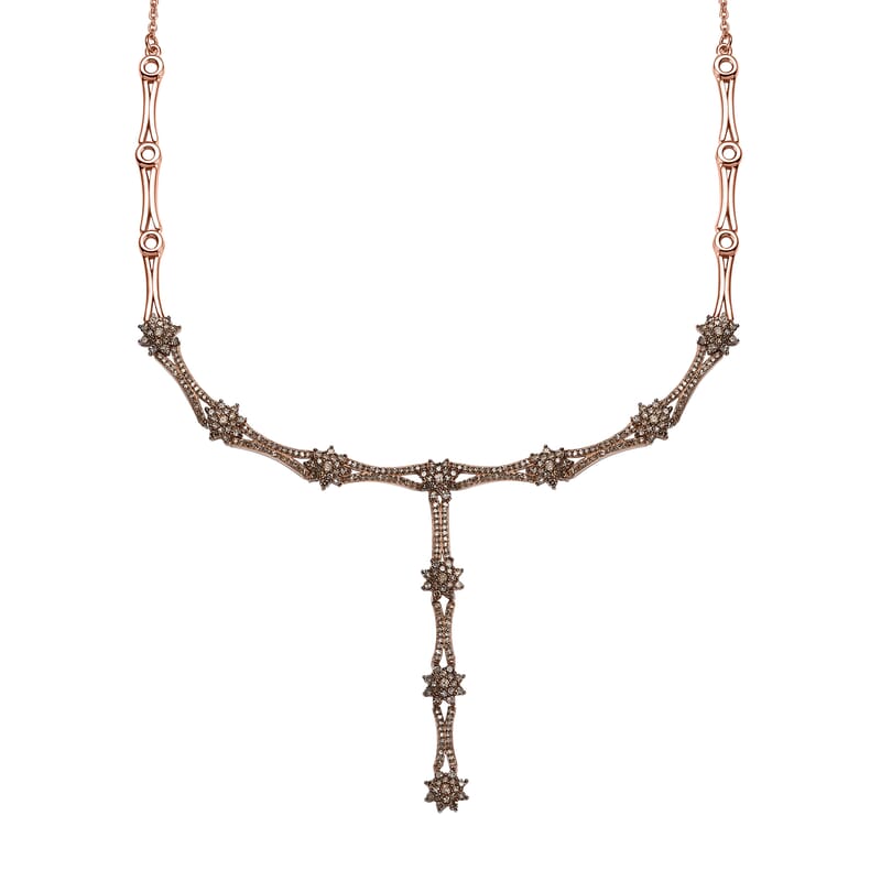 D'Joy Natural Champagne Diamond 2.40 ctw Necklace in 18K Vermeil Rose Gold Over Sterling Silver 18 Inches