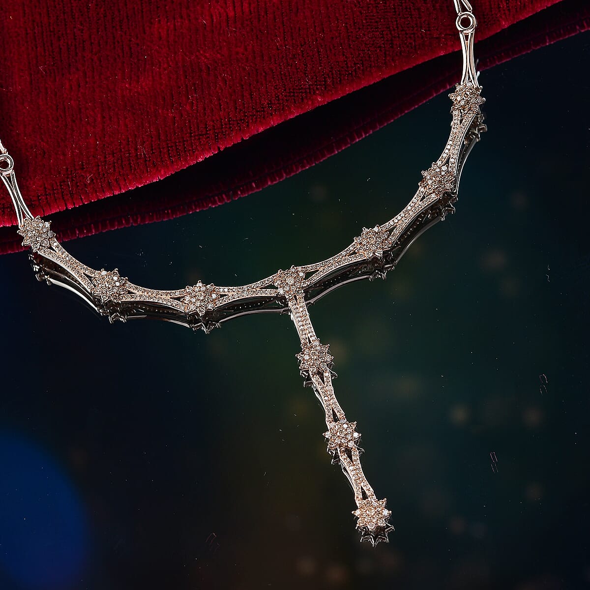 D'Joy Natural Champagne Diamond 2.40 ctw Necklace in 18K Vermeil Rose Gold Over Sterling Silver 18 Inches  image number 1