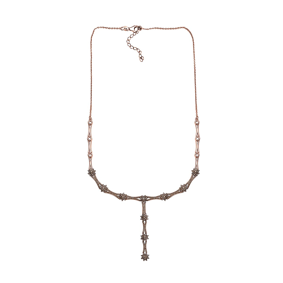 D'Joy Natural Champagne Diamond 2.40 ctw Necklace in 18K Vermeil Rose Gold Over Sterling Silver 18 Inches  image number 3