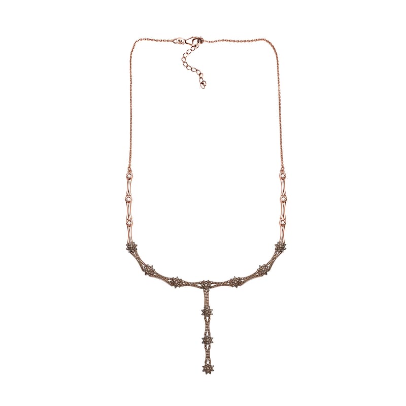 D'Joy Natural Champagne Diamond 2.40 ctw Necklace in 18K Vermeil Rose Gold Over Sterling Silver 18 Inches